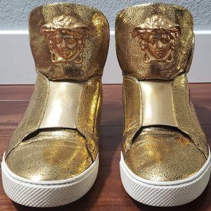 Versace Medusa High-Top Metallic Gold Sneaker